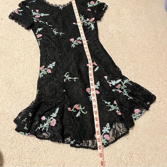 Lulu's Wayf Black Mini Valentine’s Date night Dress with Pink Floral Pattern - Picture 8 of 10